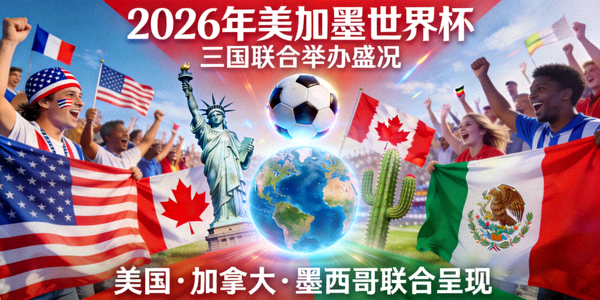 2026年美加墨世界杯官方宣传海报 - 三国联合举办盛况